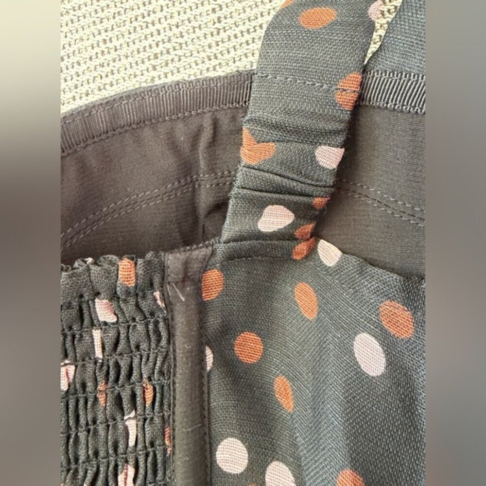 NEW Cara Cara Pheobe Midi Linen Silk Dress Stamped Dot Black US 6 UK 10 - Picture 12 of 16